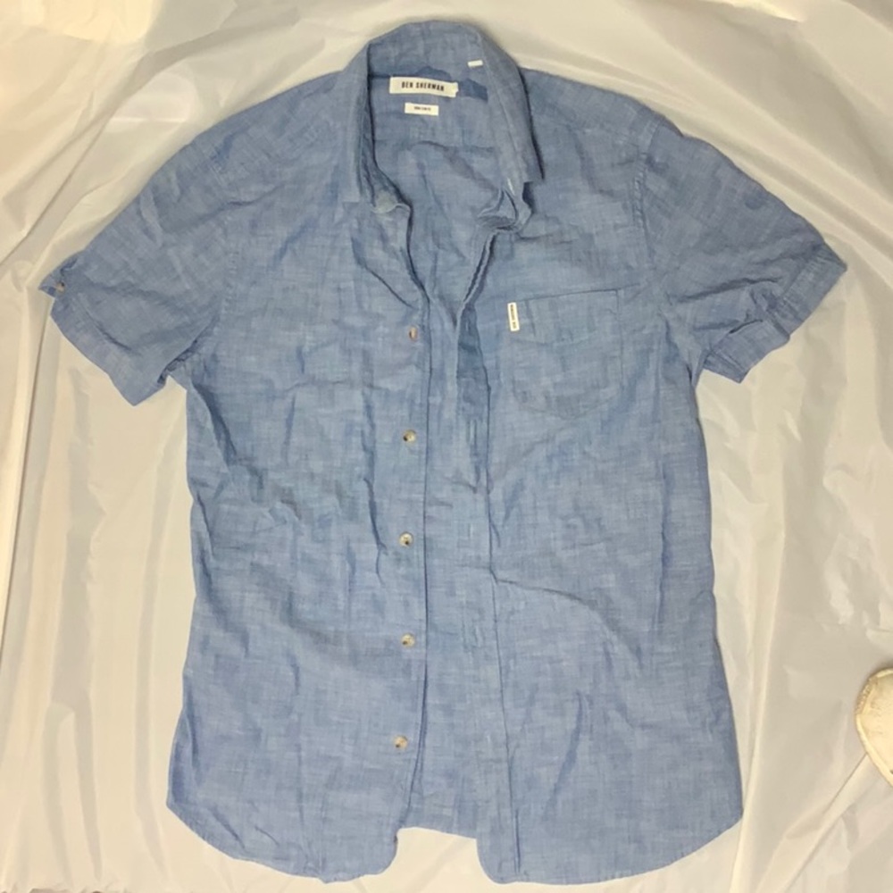 Ben Sherman Men’s Soho Slim Fit Concealed Button Down Short Sleeve Casual Shirt